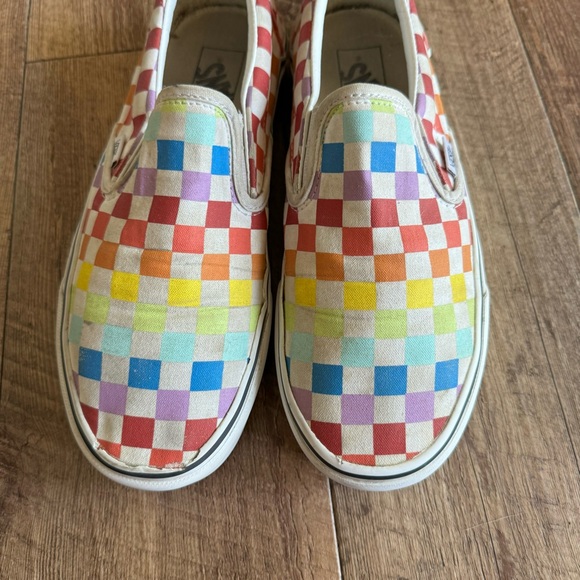 Vans rainbow checkerboard classic slip on sneakers size 9.5 - Picture 9 of 10